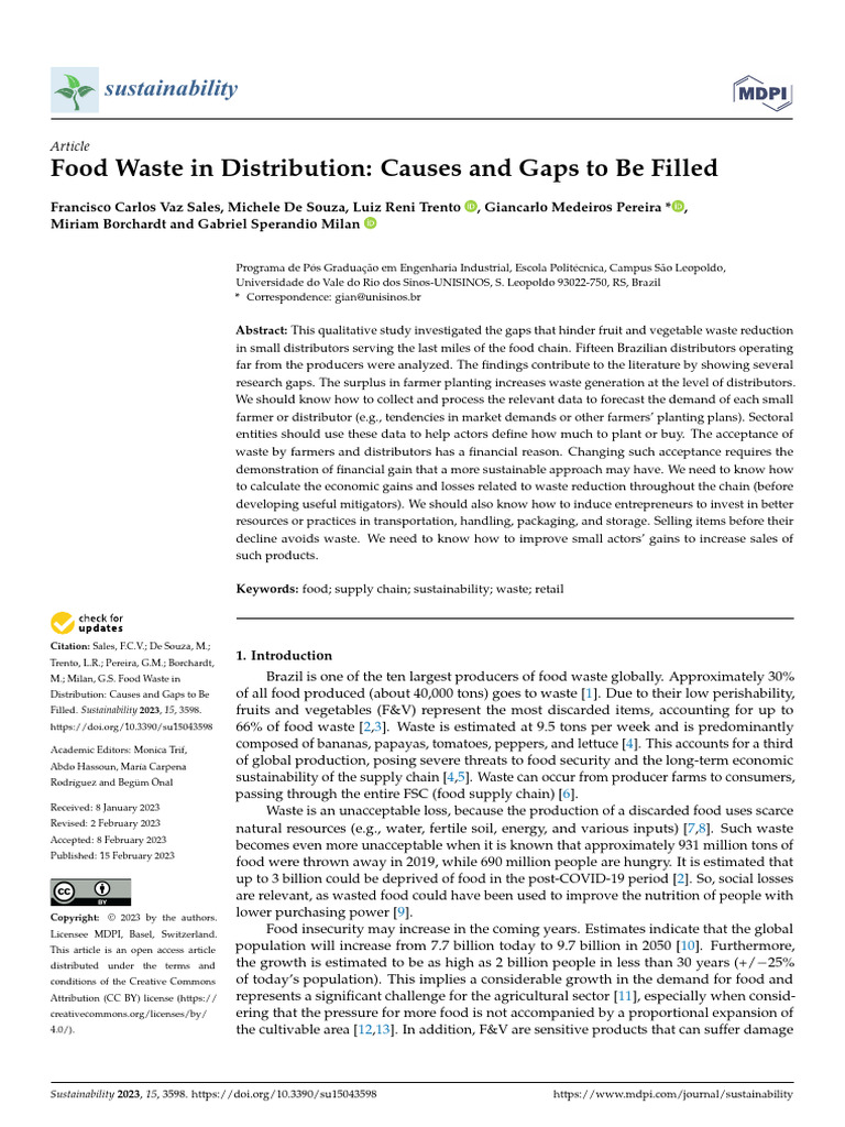 Sales Et Al. - 2023 - Food Waste in Distribution Causes and Gaps To Be ...
