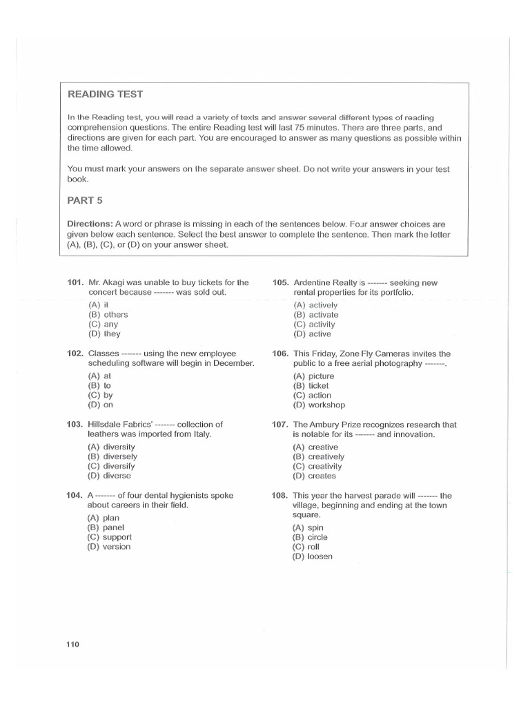 Reading Comprehension Test Guide | PDF