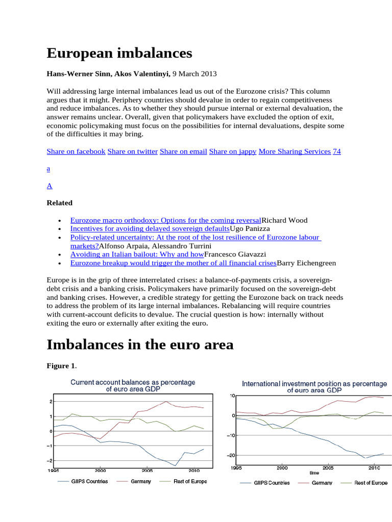 Eurozone Internal Imbalances Analysis | PDF | Eurozone | Balance Of ...