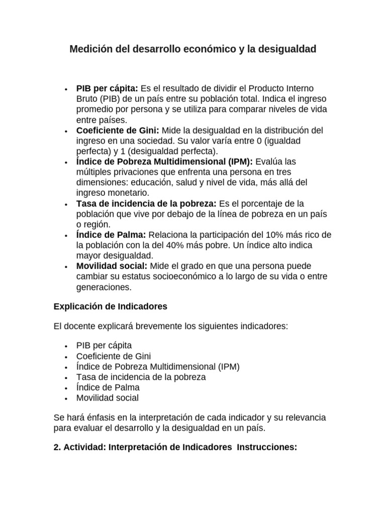 Indicadores de Desarrollo y Desigualdad | PDF | Desigualdad social ...