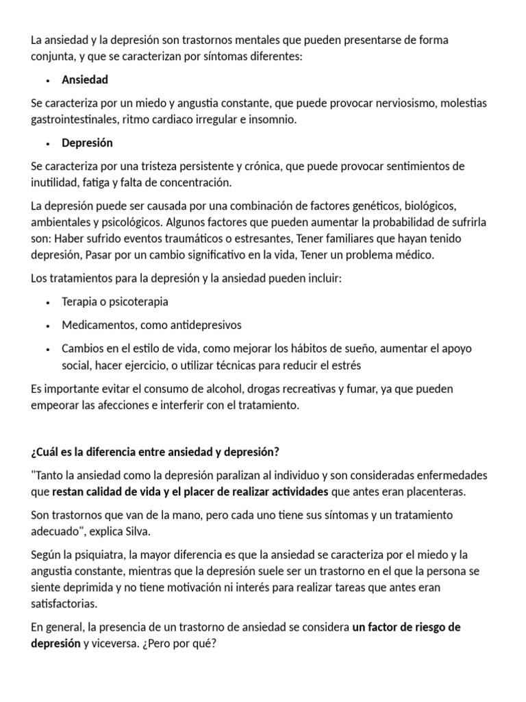 Comorbilidad: Ansiedad y Depresión | PDF | Trastorno de ansiedad ...