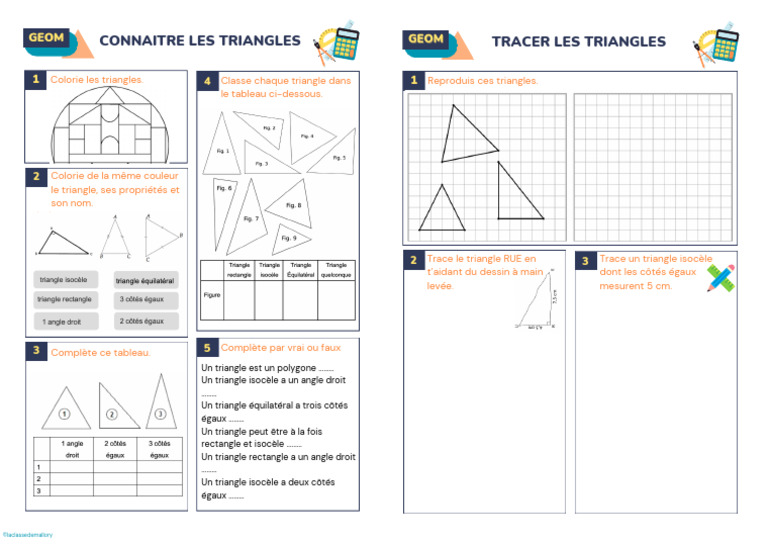 Activités sur les triangles pour enfants | PDF
