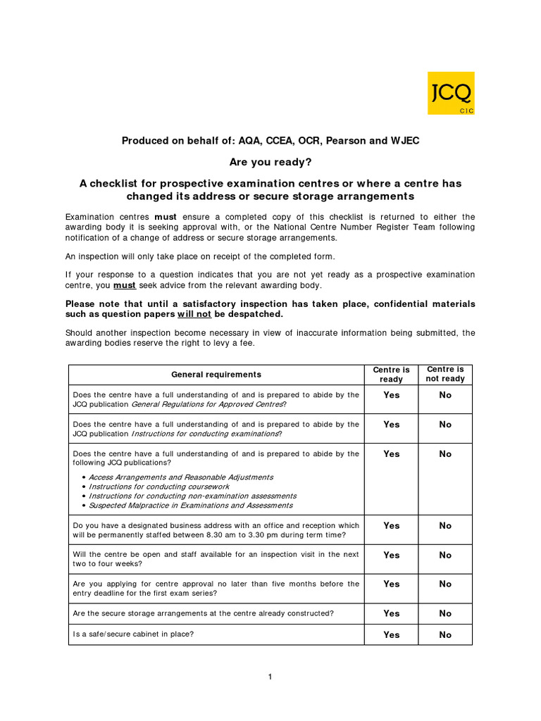 JCQ Inspection Readiness Checklist | PDF