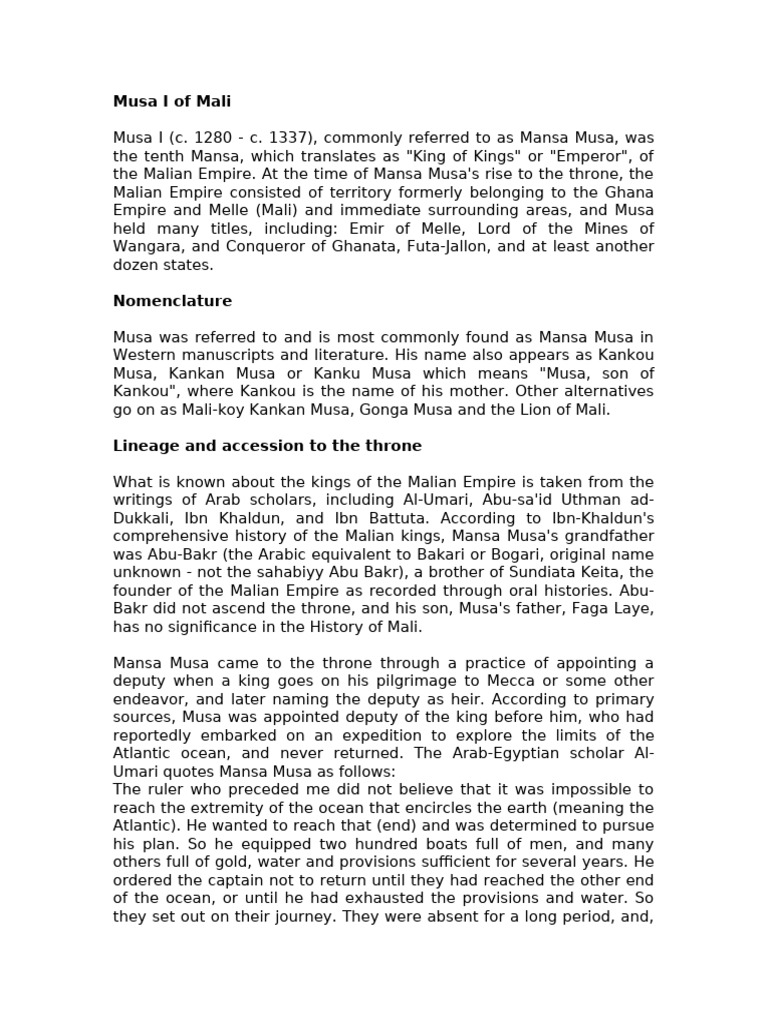 Musa I of Mali | PDF