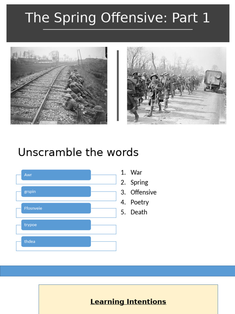 Spring Offensive Poem Analysis Guide | PDF | Poetry