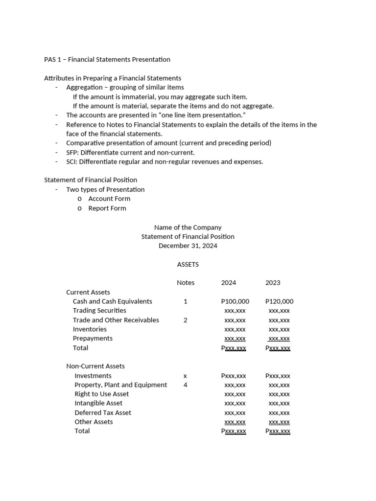 Financial Statements Presentation Guide | PDF | Balance Sheet ...