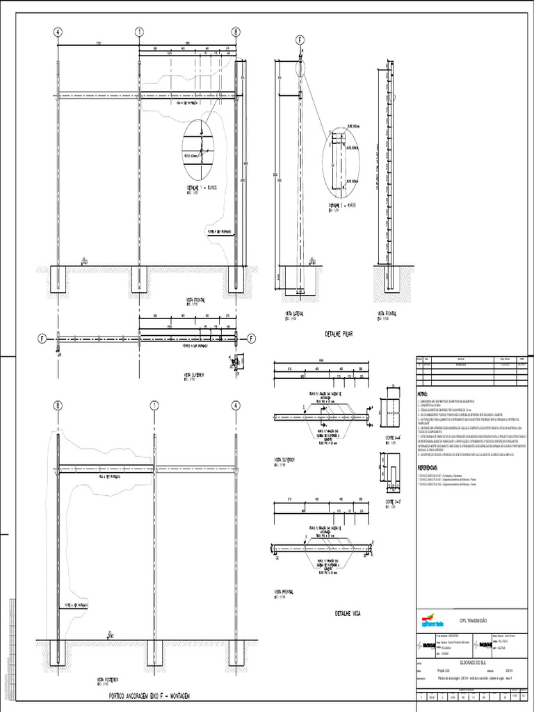 Projeto Civil: Pórtico 230 kV em Concreto | PDF