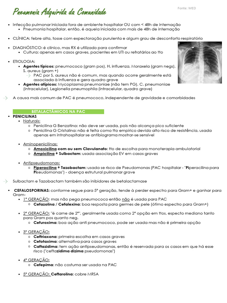 Tratamento da Pneumonia Adquirida na Comunidade | PDF | Penicilina ...