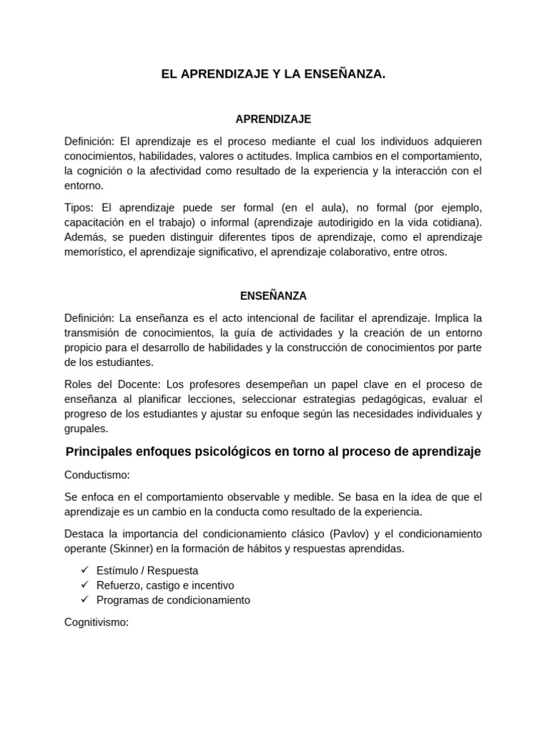 Aprendizaje y Enseñanza: Interacción Clave | PDF | Aprendizaje | Enseñando