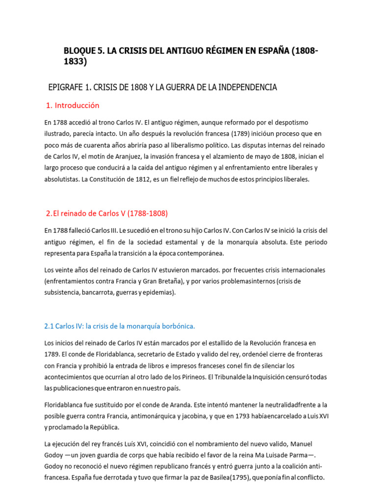 Bloque 5 Historia de Espaã - A | PDF | Imperio español | España