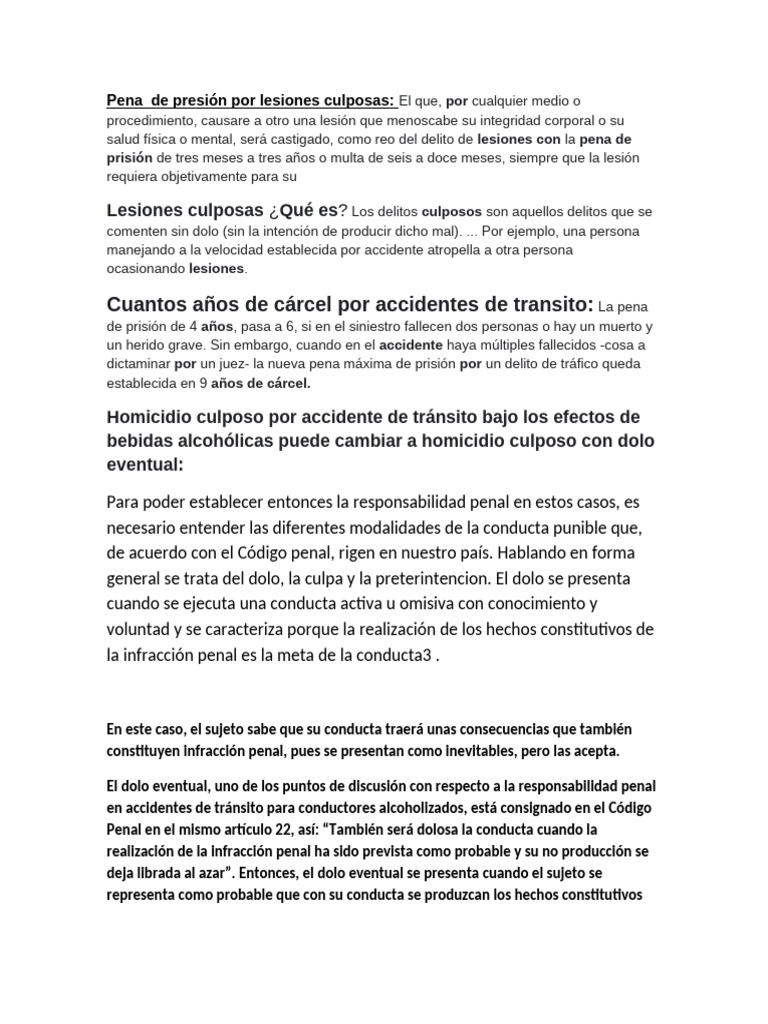 Lesiones Culposas y Dolo en Tránsito | PDF | Crímenes | Crimen y violencia