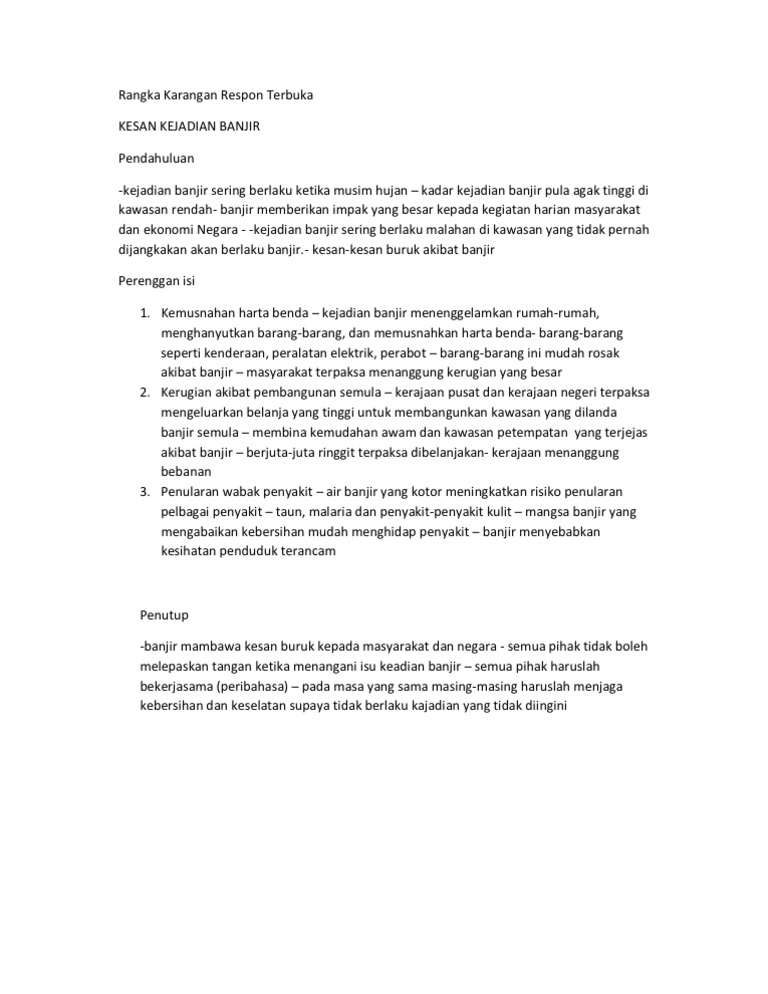 Rangka Karangan Respon Terbuka Pdf