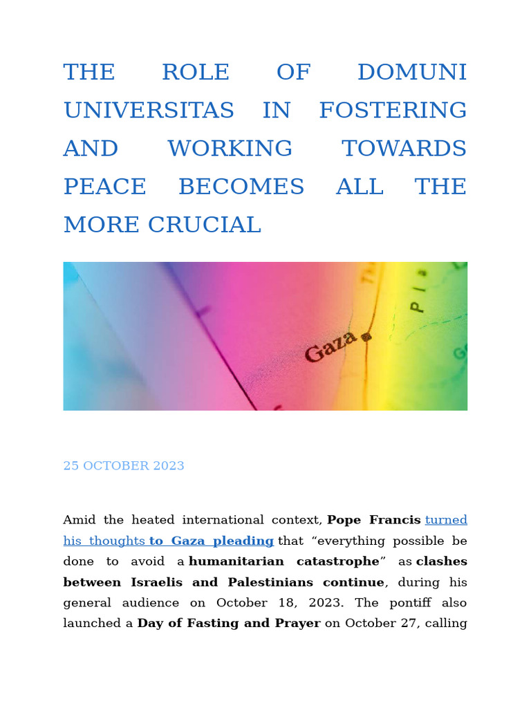 The Role of Domuni Universitas in Fostering and Working Towards Peace ...