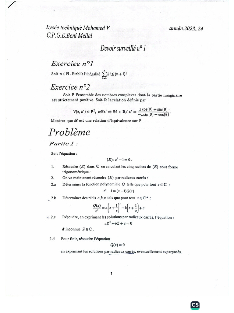 DS Maths Mpsi - 1 | PDF