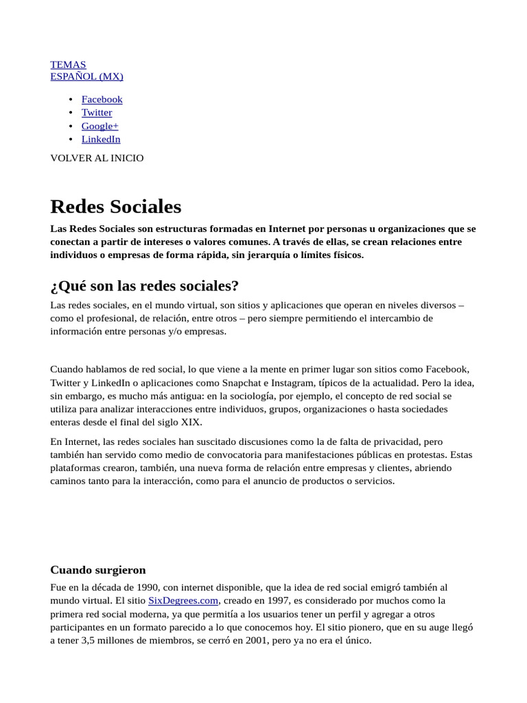 Tipos y beneficios de las redes sociales | PDF | Facebook | Servicio de ...