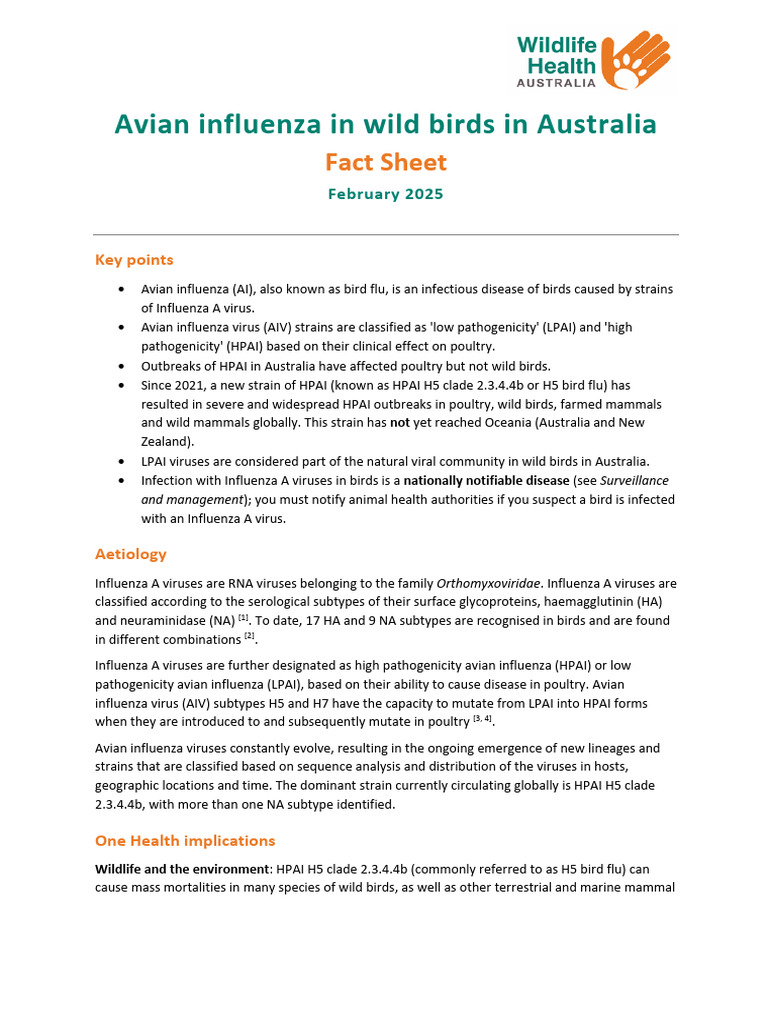 Avian Influenza in Wild Birds in Australia | PDF | Avian Influenza ...