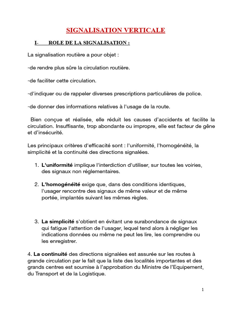 Signalisation Routière : Types et Règles | PDF | Transport terrestre ...