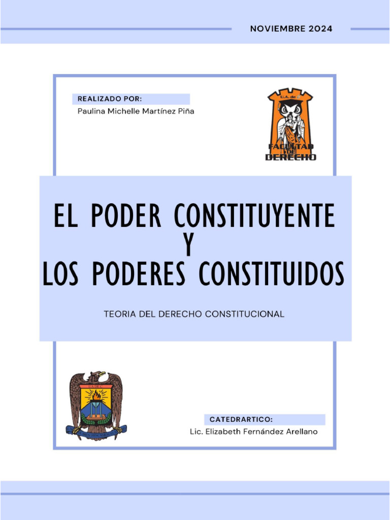 El Poder Constituyente y Los Poderes Constituidos | PDF | Constitución ...