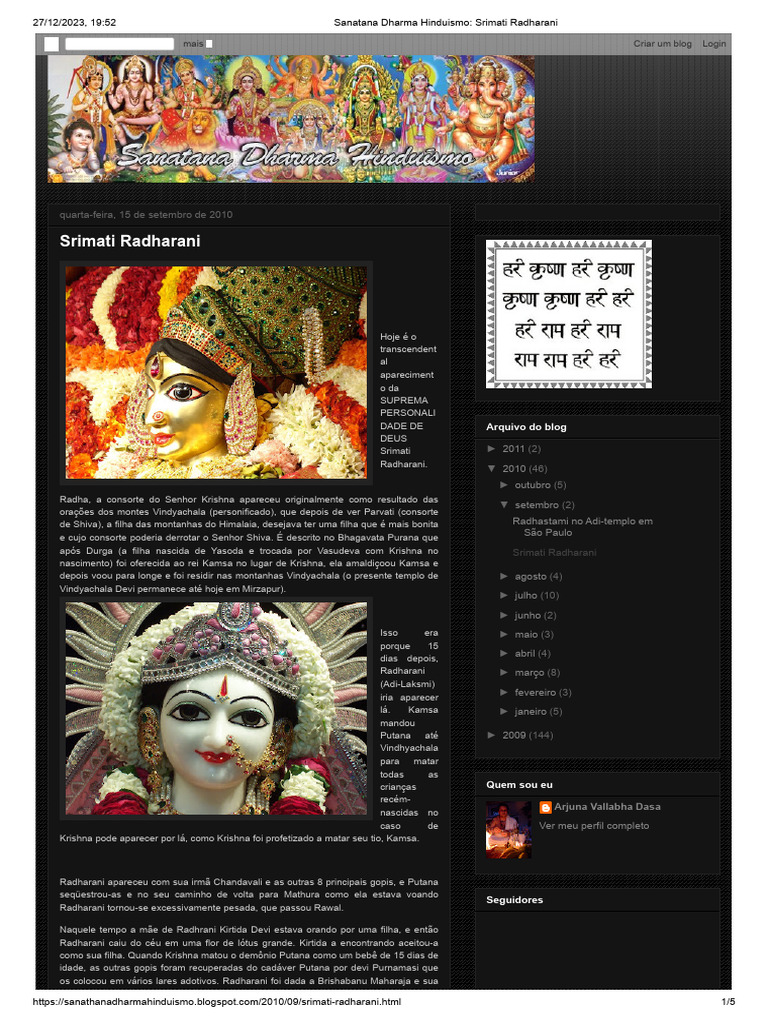 Radharani: A História de Sua Aparição | PDF | Krishna | Hinduísmo