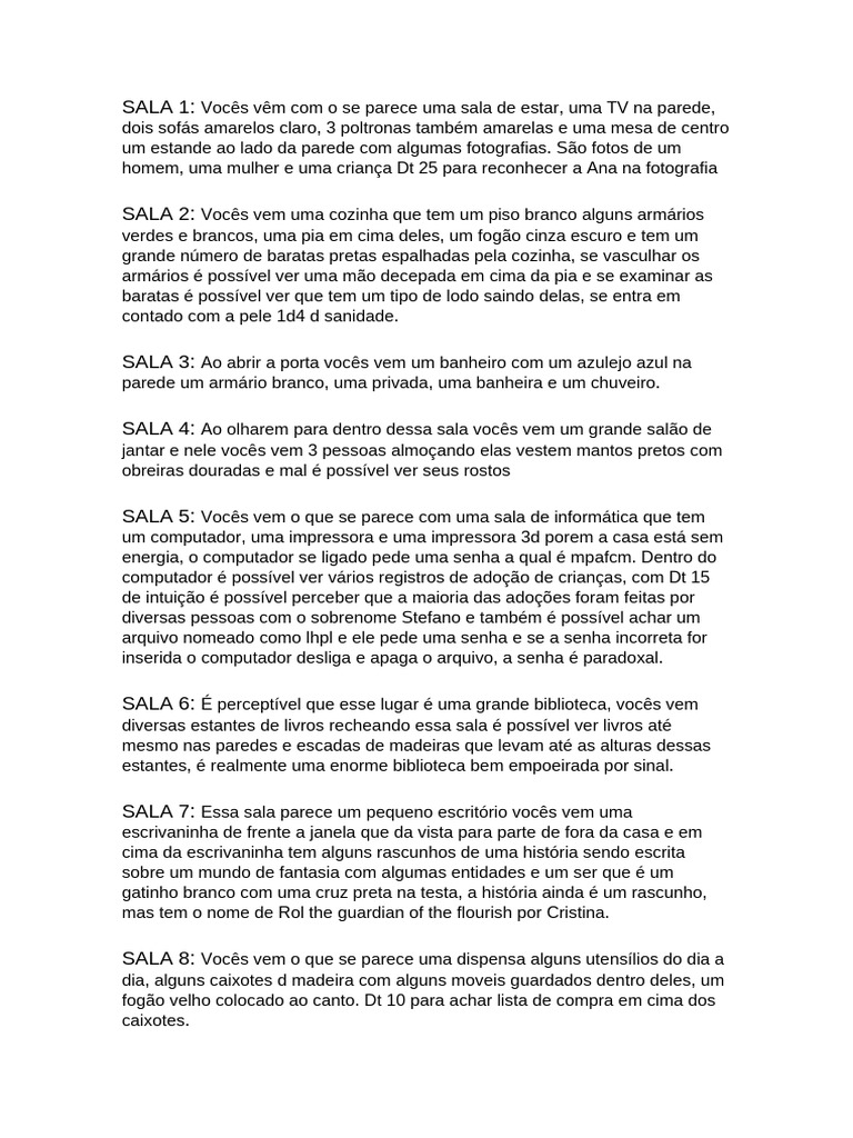 Descrição Salas Primeiro Andar | PDF