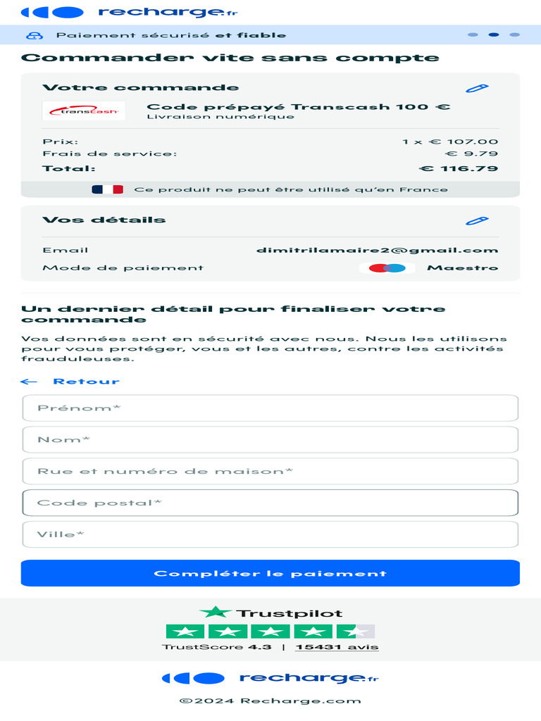 Transcash Ticket 100 107 Code Envoyé Par E-Mail | PDF