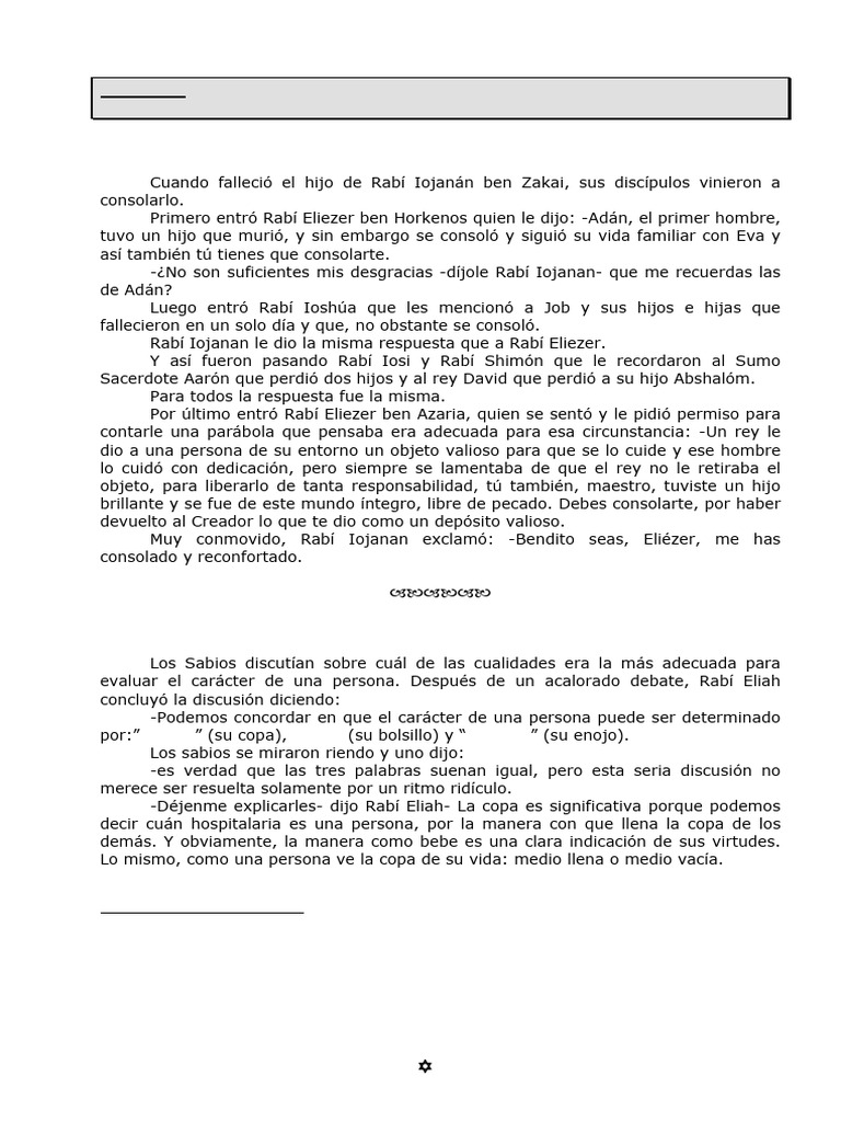 Anécdotas Talmúdicas y Reflexiones | PDF | Bendición