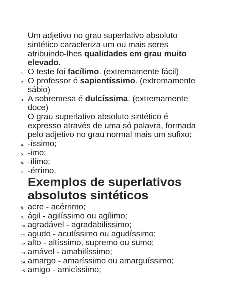 Grau Superlativo Absoluto Sintético | PDF | Morfologia | Gramática