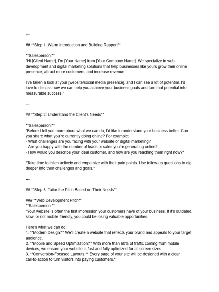 Sales pitch | PDF | Digital Marketing | Sales