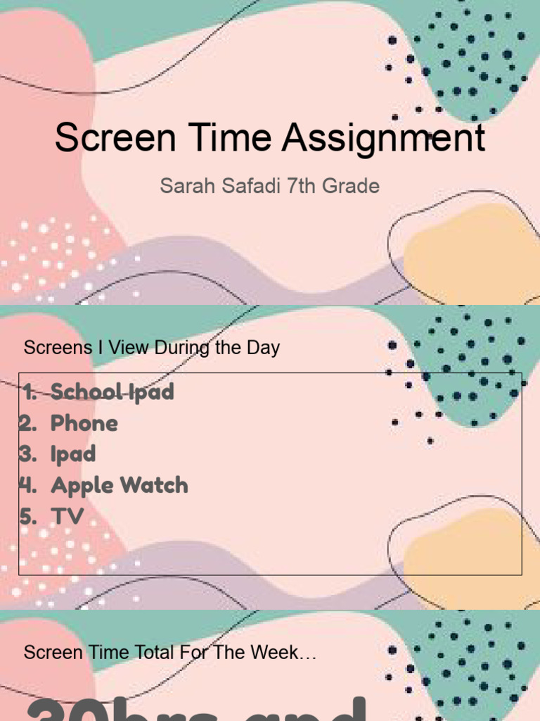 7th Grade Screen Time Analysis | PDF