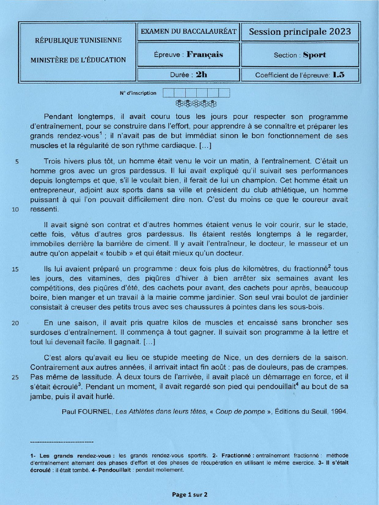Francais Sport Bac2023 | PDF