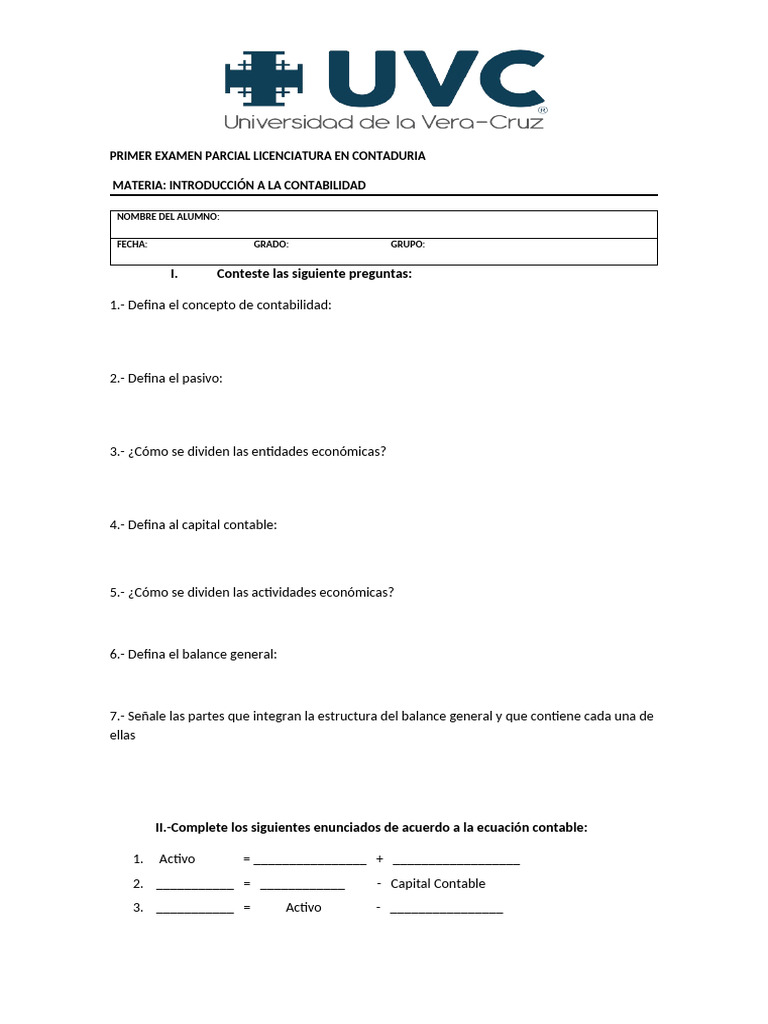 Primer Parcial Int Contabilidad Conta1° | PDF | Contabilidad | Hoja de ...