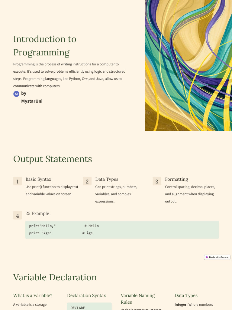 Introduction to Programming | PDF | Variable (Computer Science) | Data Type