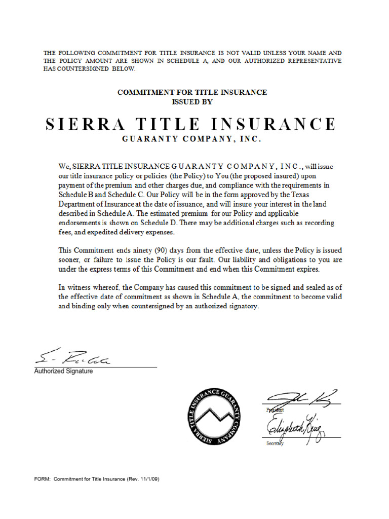 What Is Commitment Of Title Insurance