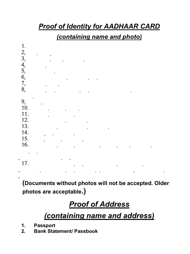 Aadhar Card Identity Proof Guide | PDF