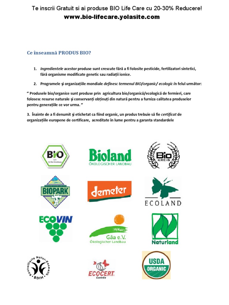 Ce Înseamna PRODUS BIO | PDF