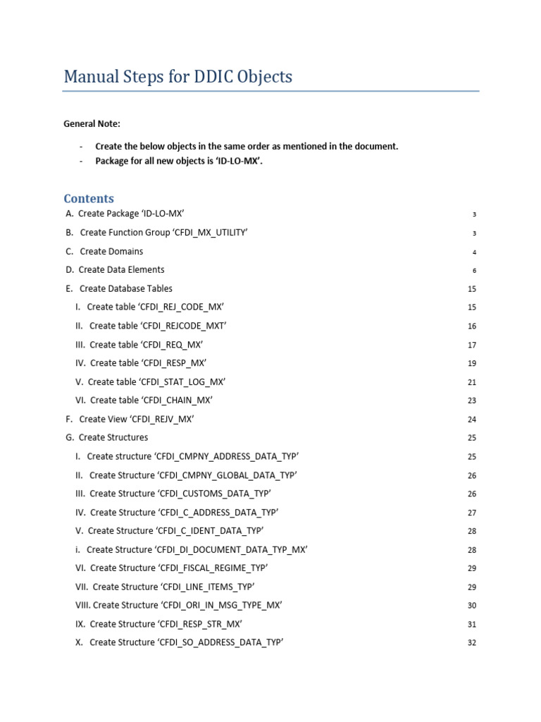 DDIC Object Creation Guide for Mexico | PDF
