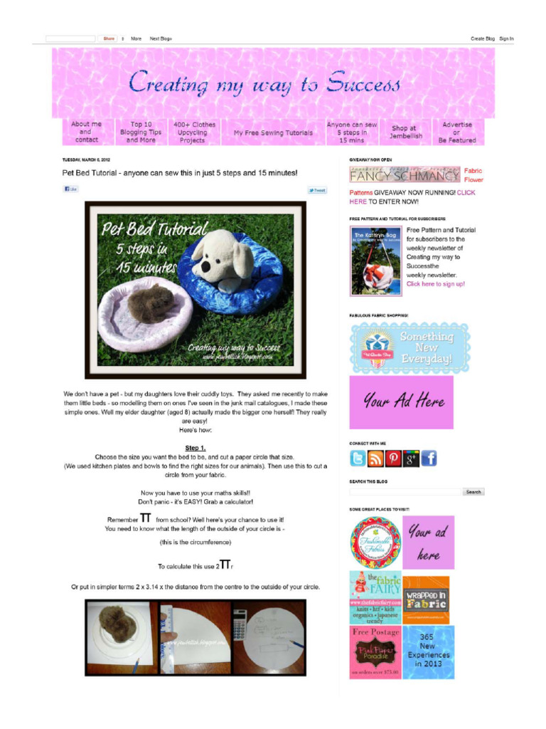Easy DIY Pet Bed Tutorial | PDF