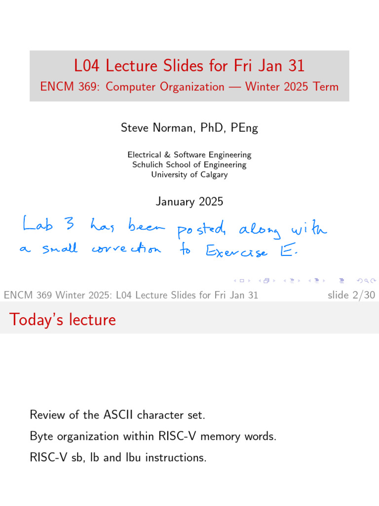 ENCM 369: RISC-V Memory and ASCII | PDF | Character Encoding | String ...
