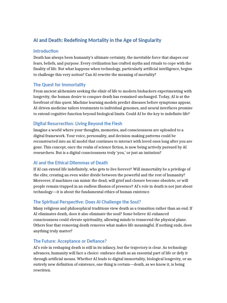 Ai And Death Pdf Immortality Death