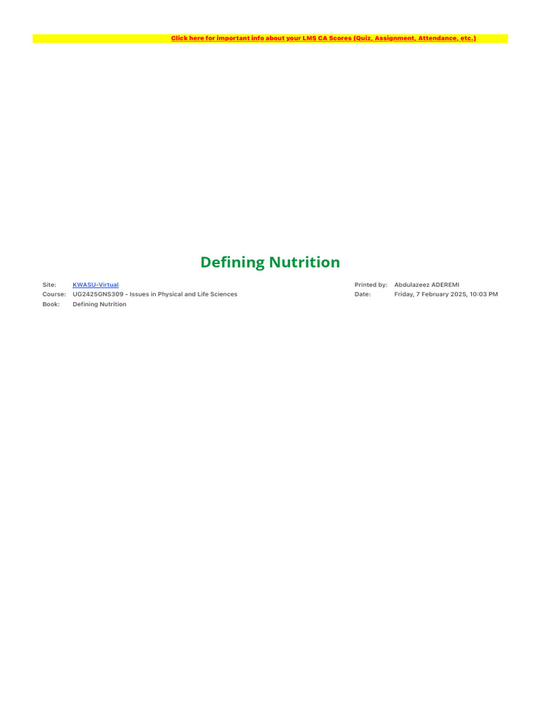 Understanding Nutrition Basics | PDF | Nutrition | Diet & Nutrition