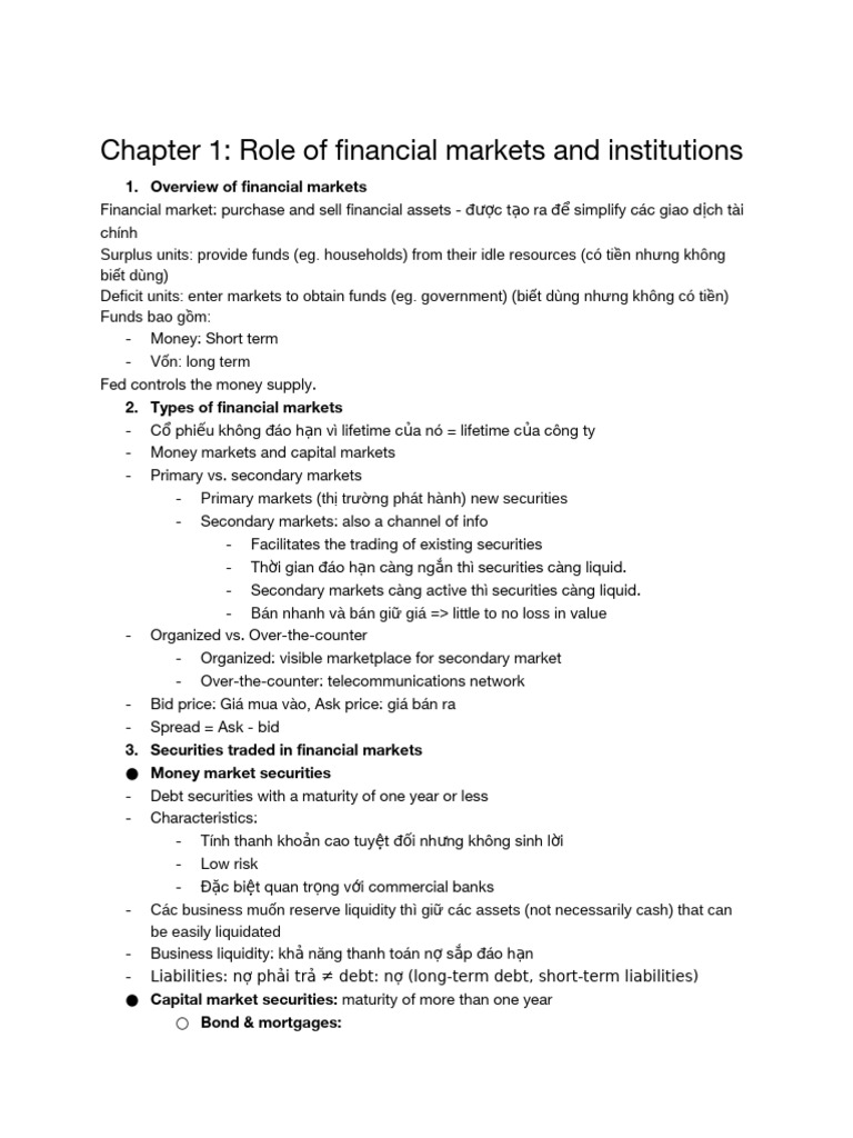 Financial Markets and Institutions Overview | PDF | Bonds (Finance ...
