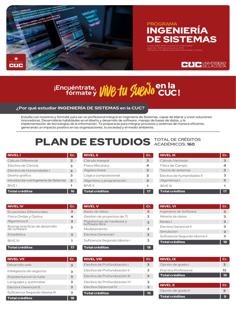 Plan de Estudios Ingeniería de Sistemas CUC | PDF | Ingeniería de ...