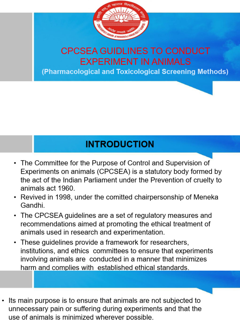 CPCSEA Animal Experiment Guidelines | PDF | Anesthesia | Animal Testing
