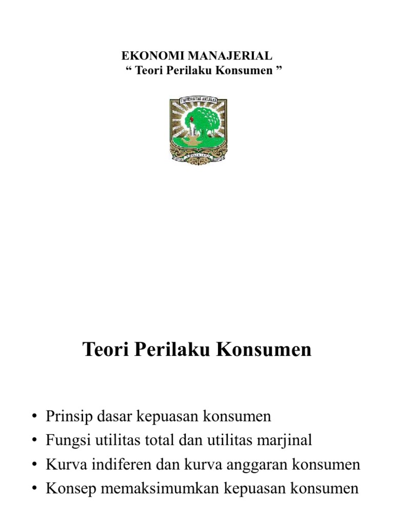 Ekonomi Manajerial Teori Perilaku Konsumen