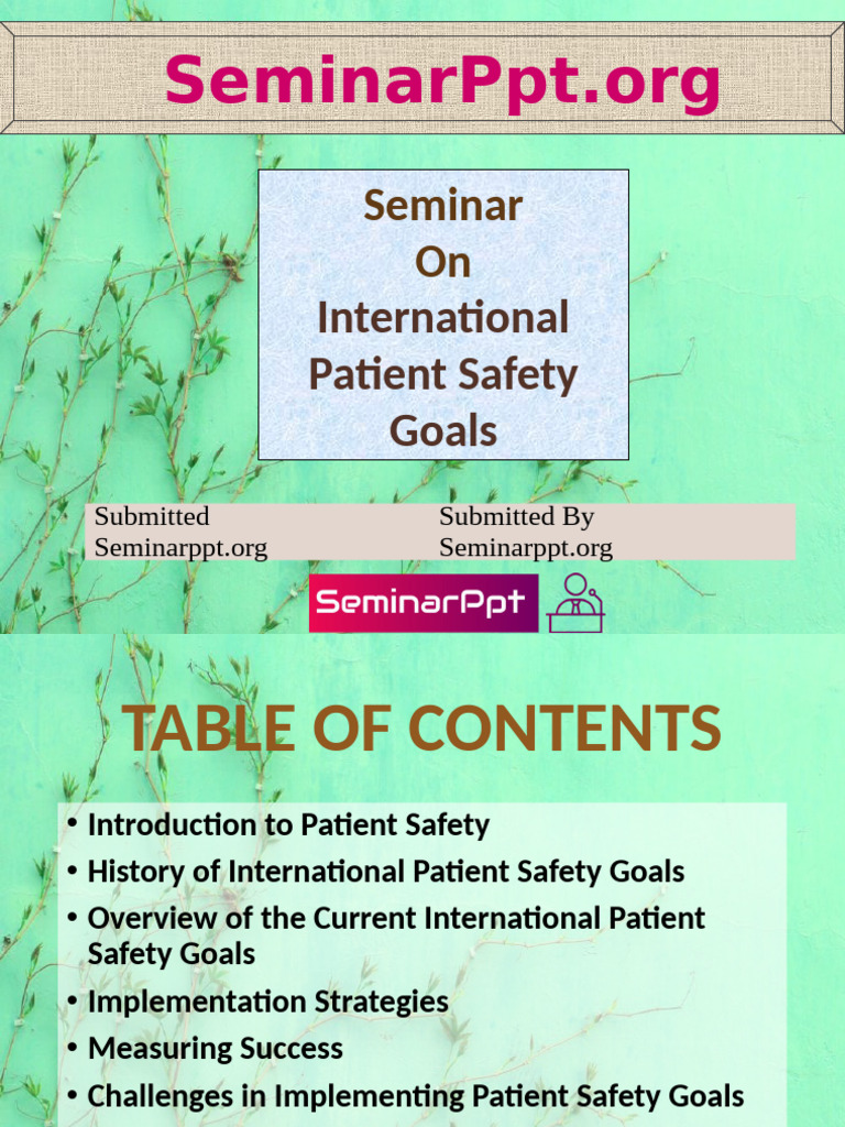 International Patient Safety Goals Overview | PDF | Patient Safety ...