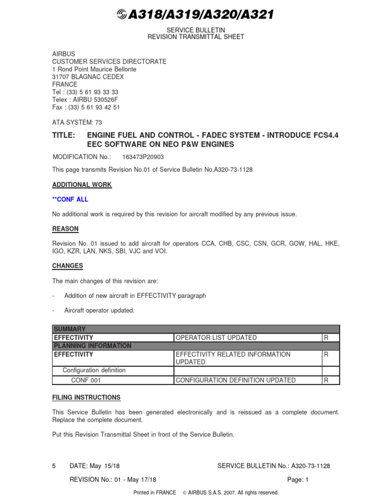 A320 NEO FADEC Software Update | PDF | Aviation | Aircraft