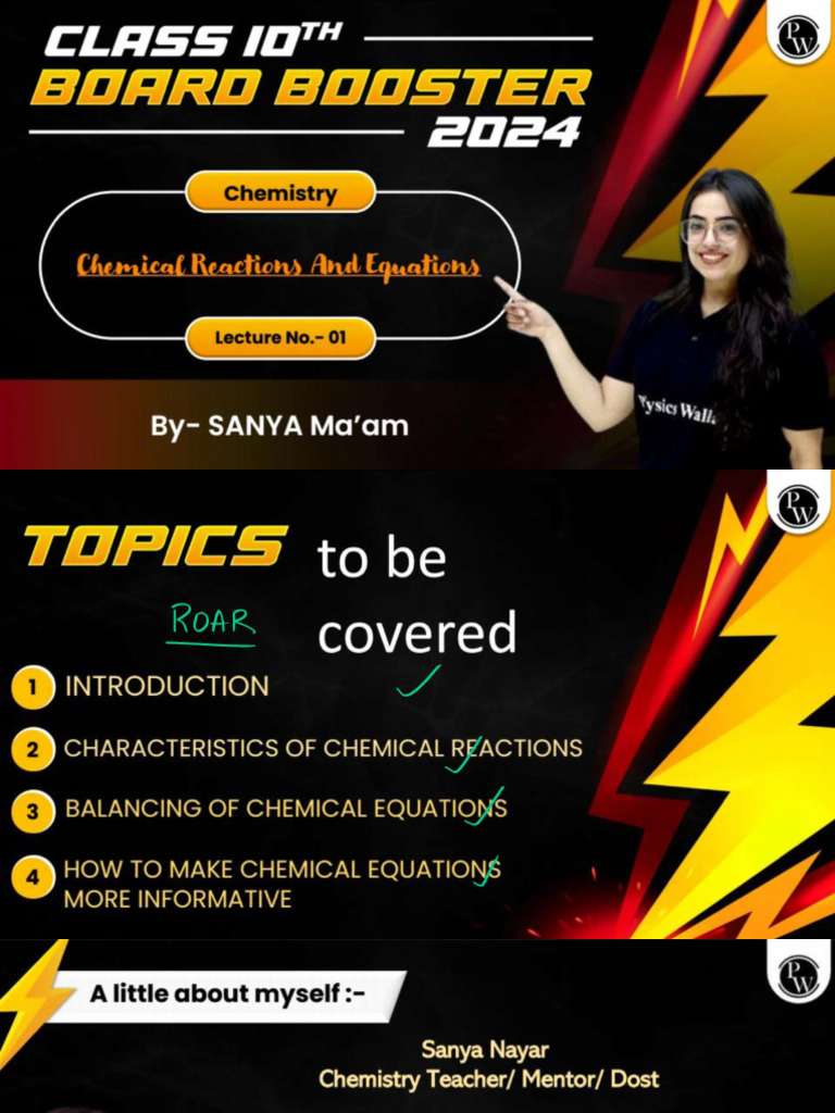 Chemical Reactions And Equations 01 Class Notes 10th Board Booster