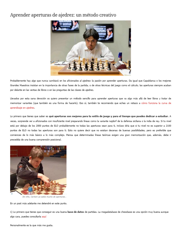 Aprender aperturas de ajedrez_ un método creativo | PDF | Aperturas de ...