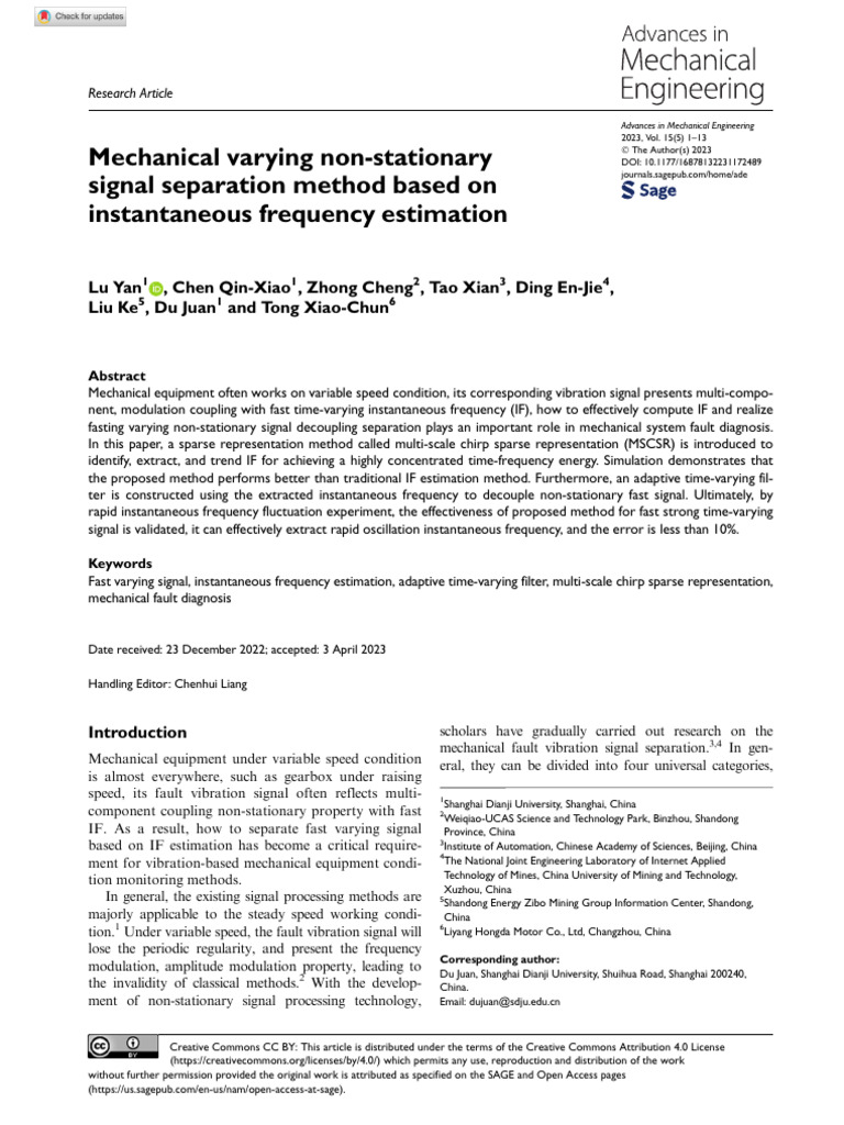 Fast Signal Separation in Machinery | PDF | Wavelet ...