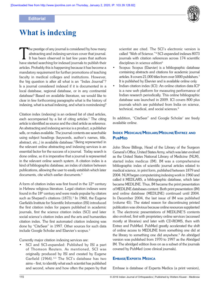 Understanding Journal Indexing | PDF | Reference Works | Scholarly ...